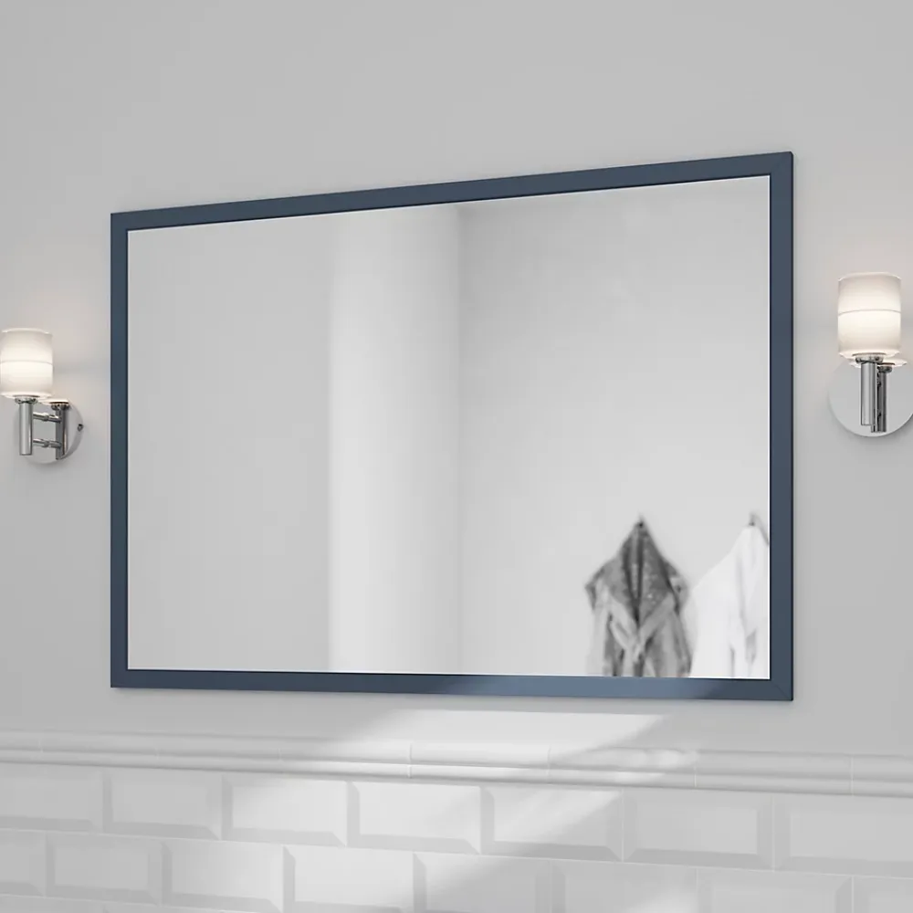 GoodHome Miroir de salle de bains bleu mat l.70 x L.100 x ép.1,6 cm, Perma