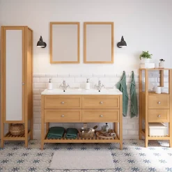 GoodHome Miroir de salle de bains placage chêne l.50 x L.70 x ép.1,6 cm, Perma