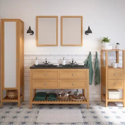 GoodHome Miroir de salle de bains placage chêne l.50 x L.70 x ép.1,6 cm, Perma