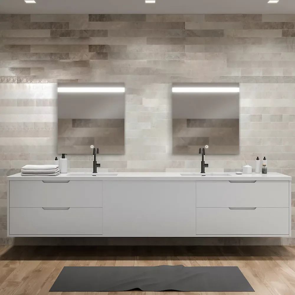 MPGlass Miroir de salle de bains lumineux LED, l.60 x H.70 cm, argenté, Kelme