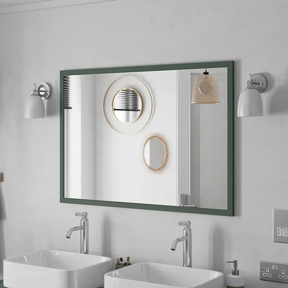 Miroir Simple|GoodHome Miroir de salle de bains vert mat l.70 x L.100 x ép.1,6 cm, Perma