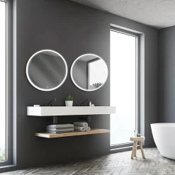 MPGlass Miroir de salle de bains lumineux LED rond Ø70 cm, argenté, Bishop