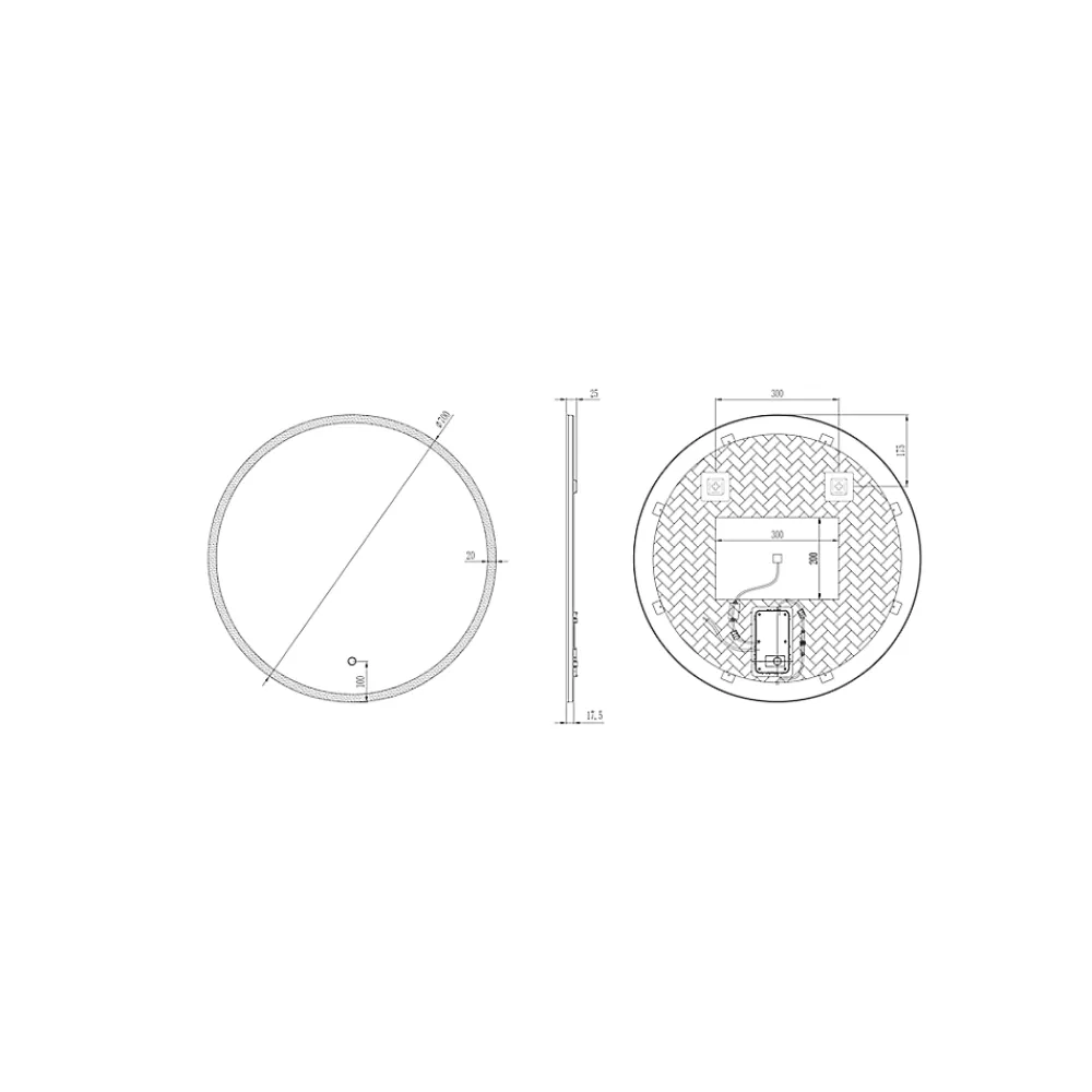 MPGlass Miroir de salle de bains lumineux LED rond Ø70 cm, argenté, Bishop