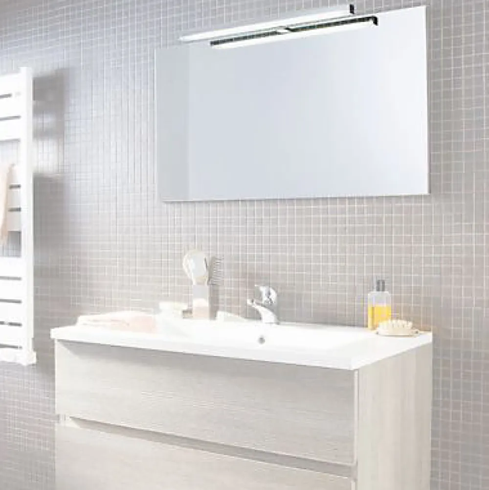 Miroir de salle de bains lumineux LED effet chêne clair l.90 cm, Calao