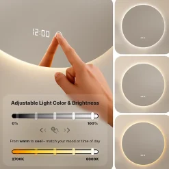 Mirlux Miroir de salle de bains lumineux LED rond 120cm, Sans Cadre, Antibuée