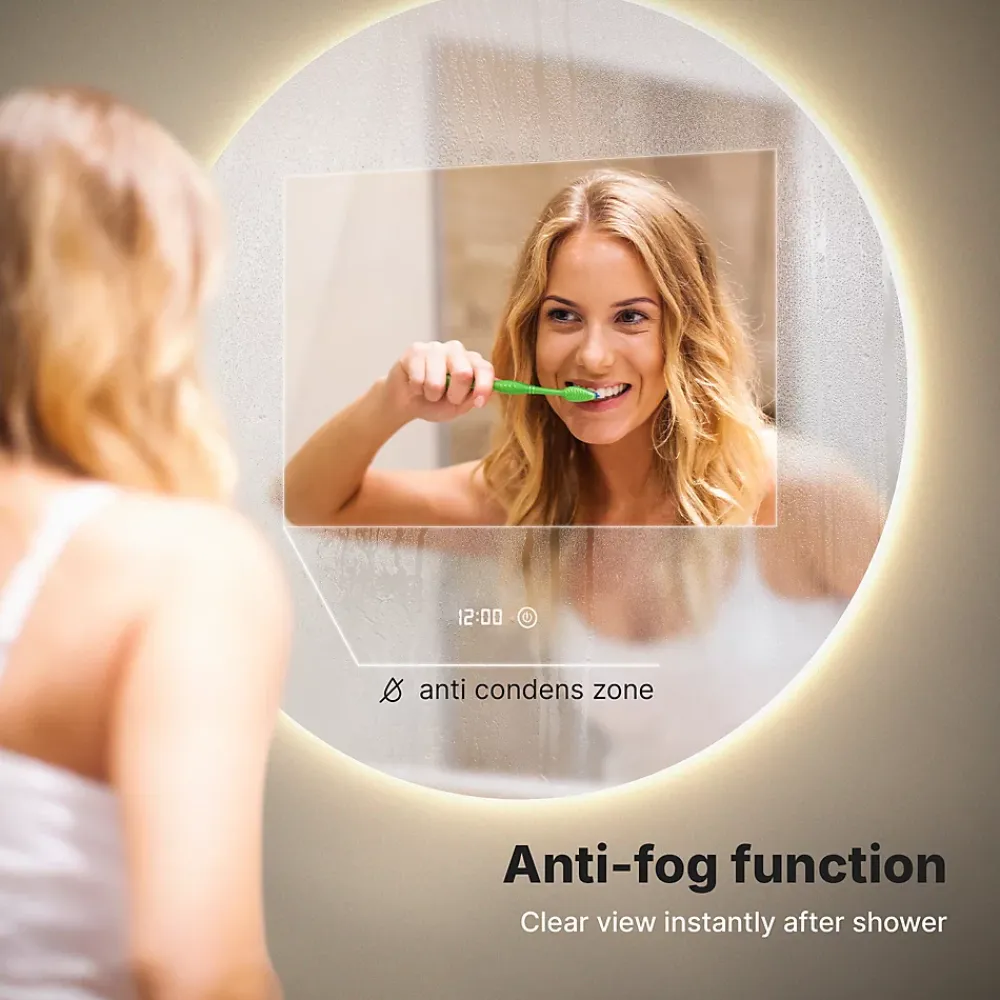 Mirlux Miroir de salle de bains lumineux LED rond 120cm, Sans Cadre, Antibuée
