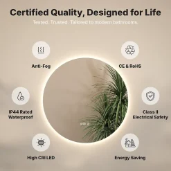 Mirlux Miroir de salle de bains lumineux LED rond 120cm, Sans Cadre, Antibuée