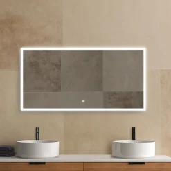 MPGlass Miroir de salle de bains lumineux LED rectangulaire l. 140 x H. 70 cm Bishop 2