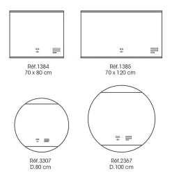 MPGlass Miroir de salle de bains lumineux LED, connexion Bluetooth, Ø80cm, argenté, BroadWay