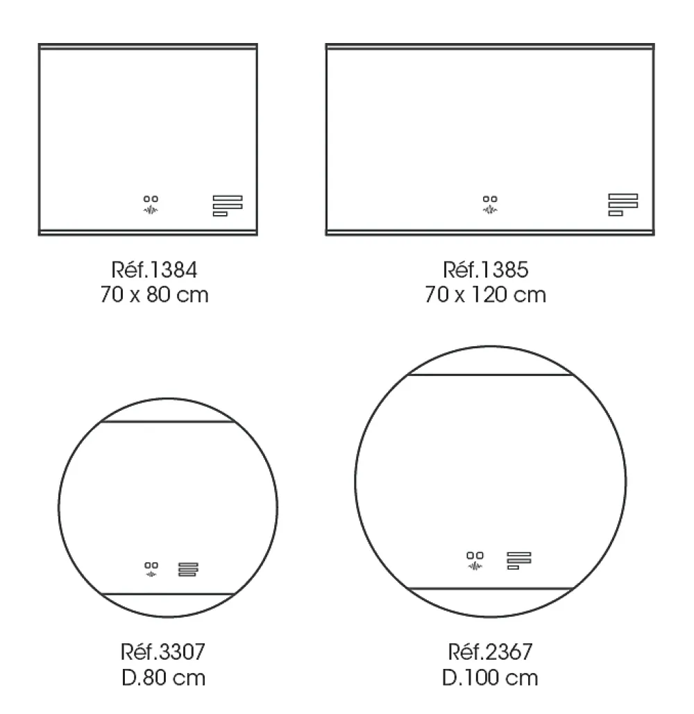 MPGlass Miroir de salle de bains lumineux LED, connexion Bluetooth, Ø80cm, argenté, BroadWay