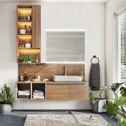 Miroir Lumineux|MPGlass Miroir de salle de bains lumineux LED connecté 70 x 80 cm, argenté, BroadWay