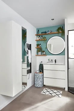 MPGlass Miroir de salle de bains lumineux LED noir rond Ø80, Naos Black