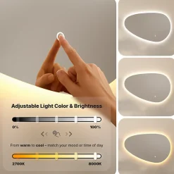 Mirlux Miroir de salle de bains lumineux LED asymétrique 150x93cm, antibuée