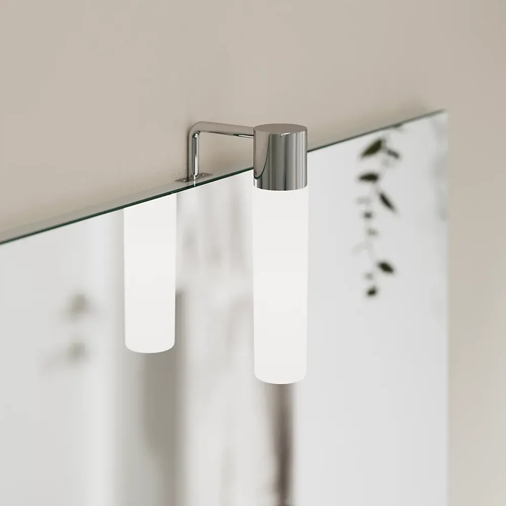 Miroir de salle de bains lumineux chrome IP44 l.60 x H.70 x P.10 cm, Opah