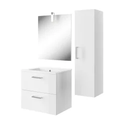 Miroir de salle de bains lumineux chrome IP44 l.60 x H.70 x P.10 cm, Opah