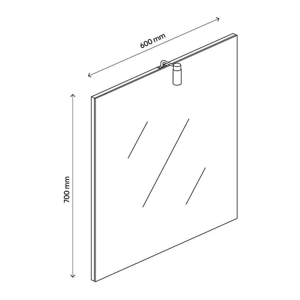 Miroir de salle de bains lumineux chrome IP44 l.60 x H.70 x P.10 cm, Opah