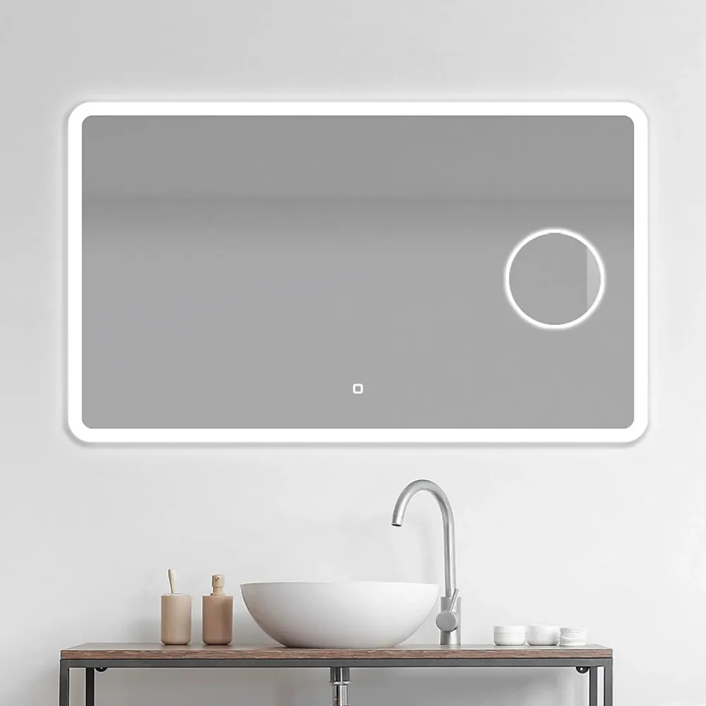 MPGlass Miroir de salle de bains lumineux LED rectangulaire l. 120 x H. 70 cm Bergen