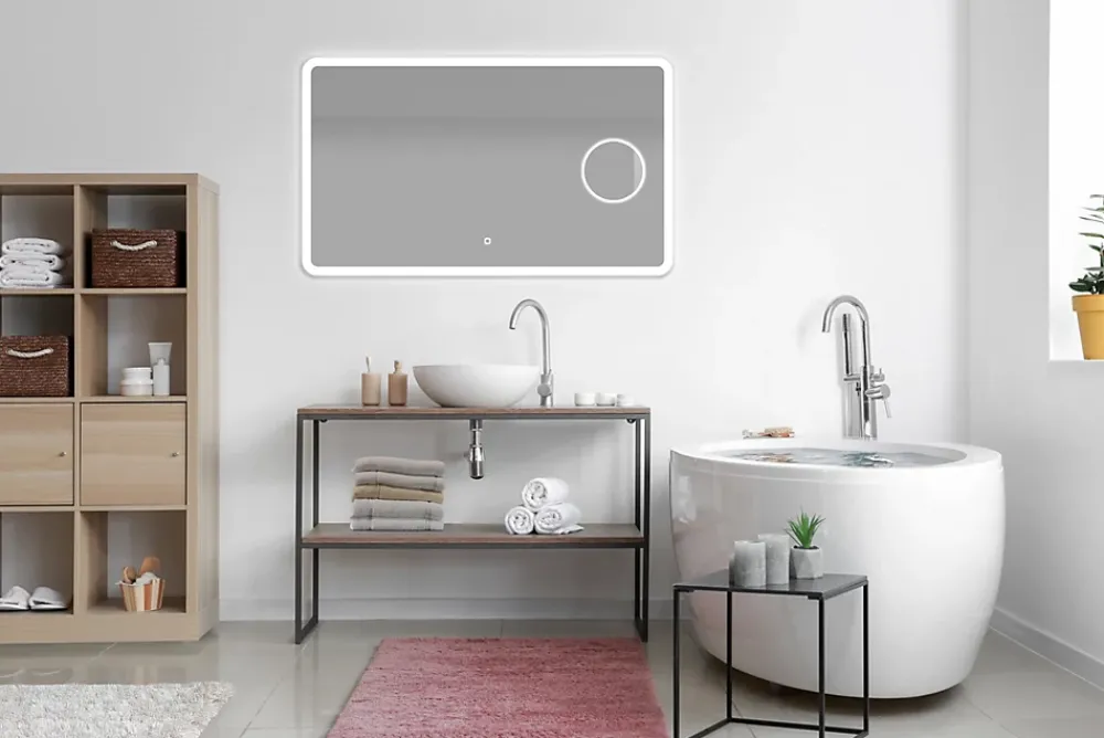 MPGlass Miroir de salle de bains lumineux LED rectangulaire l. 120 x H. 70 cm Bergen