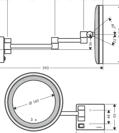 Miroir Grossissant Lumineux|Hansgrohe Miroir de salle de bains lumineux LED grossissant, noir chromé brossé,