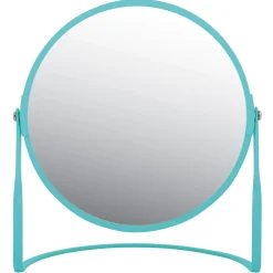 Miroir Simple|Spirella Miroir de salle de bains grossissant inclinable en métal, bleu aqua, l.18 x H.20 x P.10,5 cm, Akira Aqua