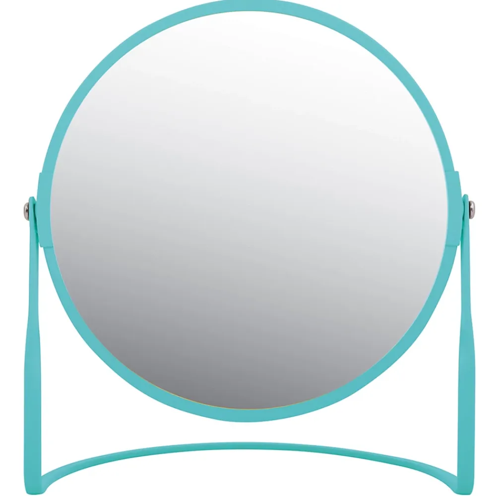 Miroir Simple|Spirella Miroir de salle de bains grossissant inclinable en métal, bleu aqua, l.18 x H.20 x P.10,5 cm, Akira Aqua
