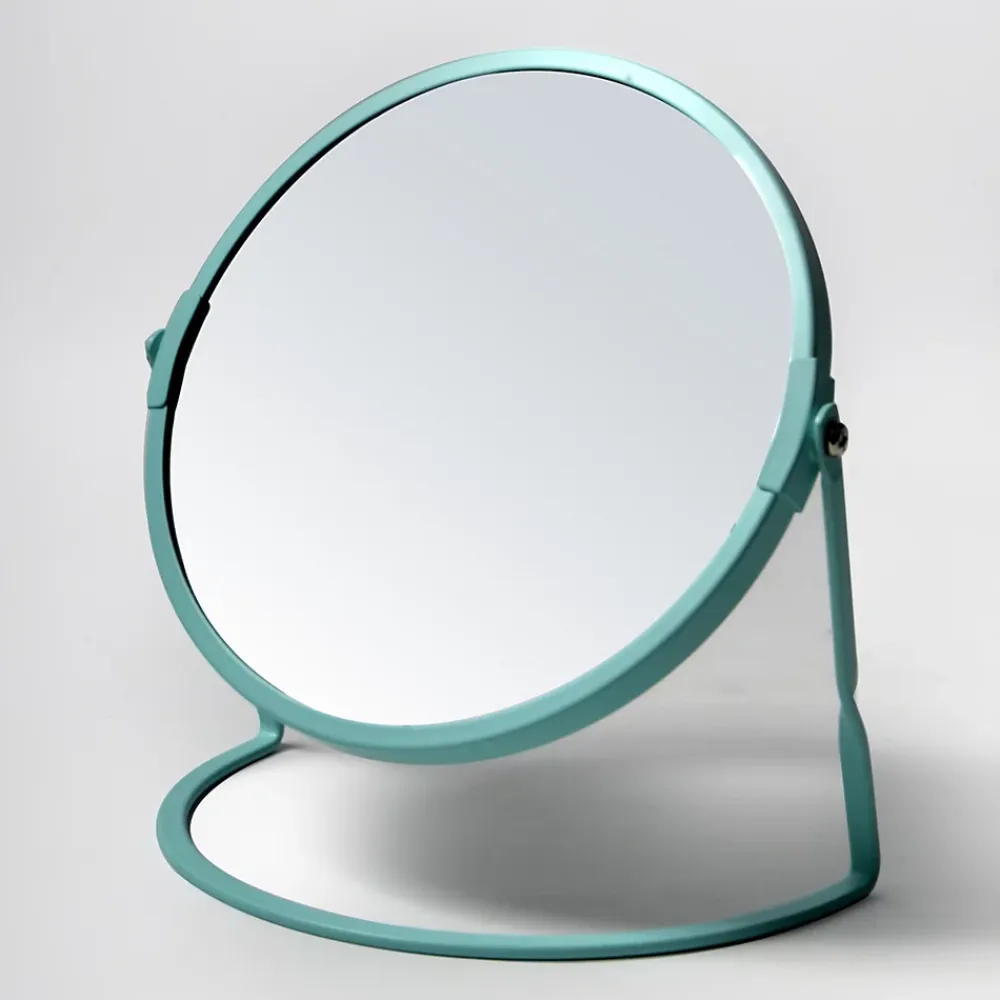 Miroir Simple|Spirella Miroir de salle de bains grossissant inclinable en métal, bleu aqua, l.18 x H.20 x P.10,5 cm, Akira Aqua