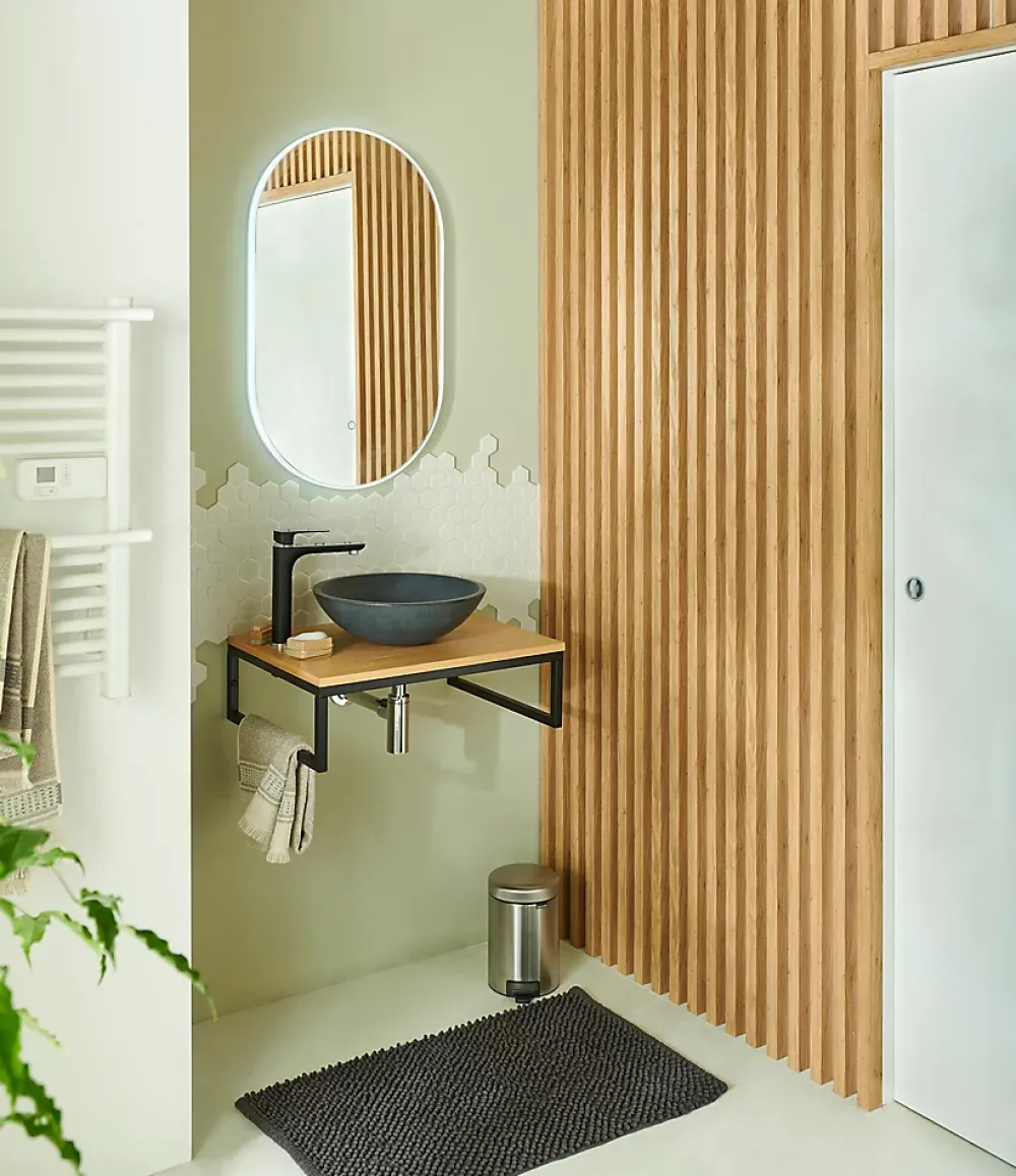Miroir Lumineux|MPGlass Miroir de salle de bains lumineux LED ovale, 84 x 50 cm, Phoenix