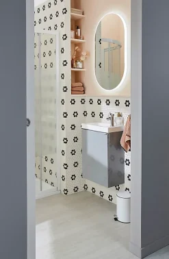 Miroir Lumineux|MPGlass Miroir de salle de bains lumineux LED ovale, 84 x 50 cm, Phoenix