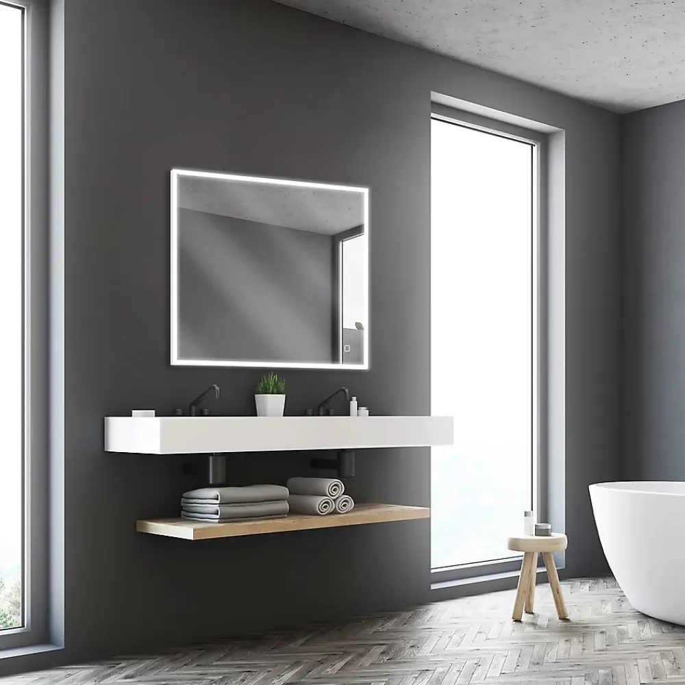 MPGlass Miroir de salle de bains lumineux LED 70 x 80 cm, argenté, Bishop