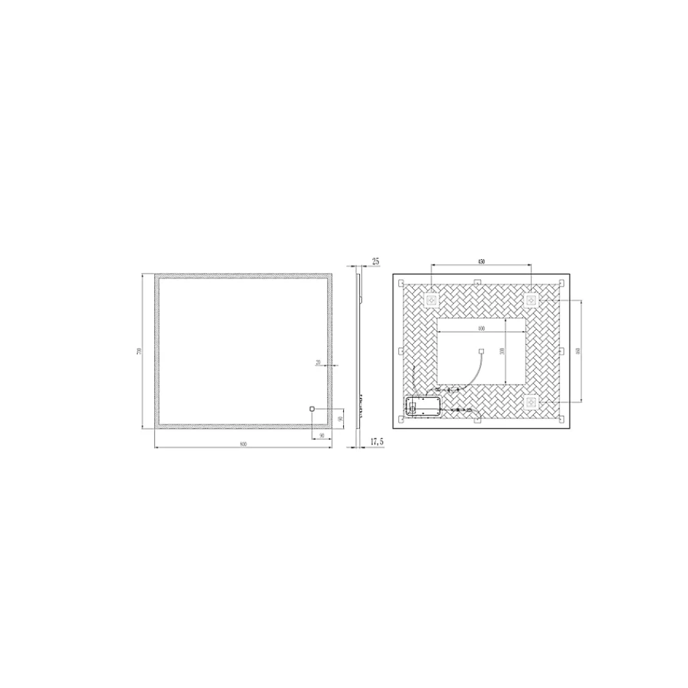 MPGlass Miroir de salle de bains lumineux LED 70 x 80 cm, argenté, Bishop