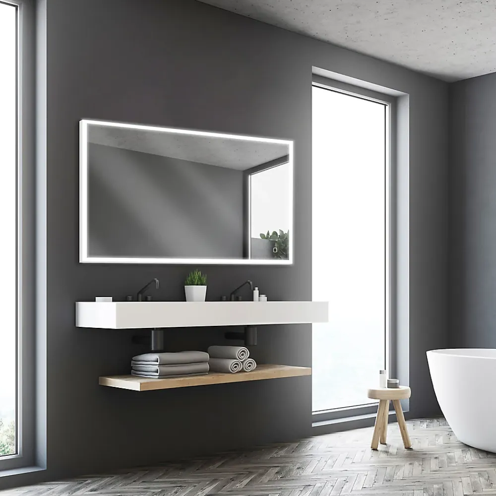 MPGlass Miroir de salle de bains lumineux LED 70 x 120 cm, argenté, Bishop