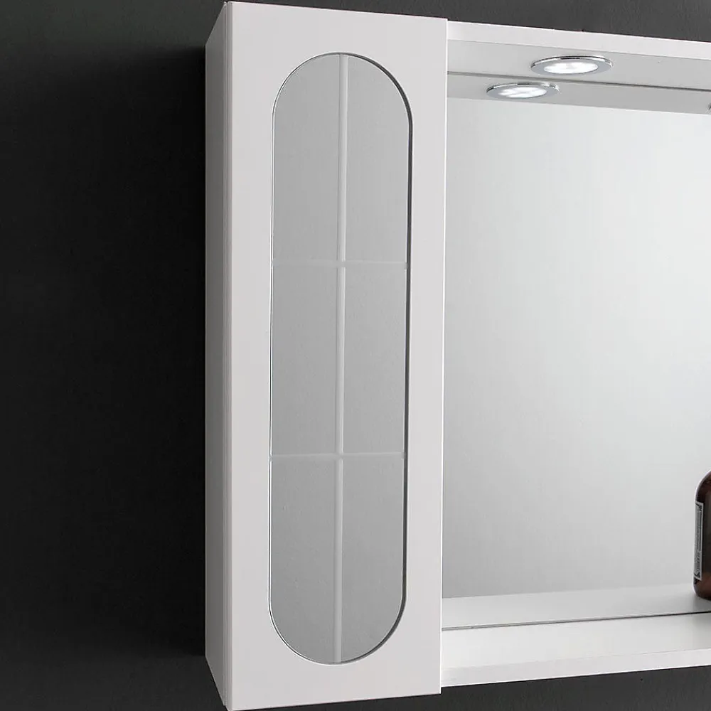 Armoire De Toilette|Kiamami Valentina Miroir De Salle De Bains Inglesina Avec Deux Éléments Muraux Latéraux Et Spots Led Intégrés