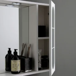 Armoire De Toilette|Kiamami Valentina Miroir De Salle De Bains Inglesina Avec Deux Éléments Muraux Latéraux Et Spots Led Intégrés