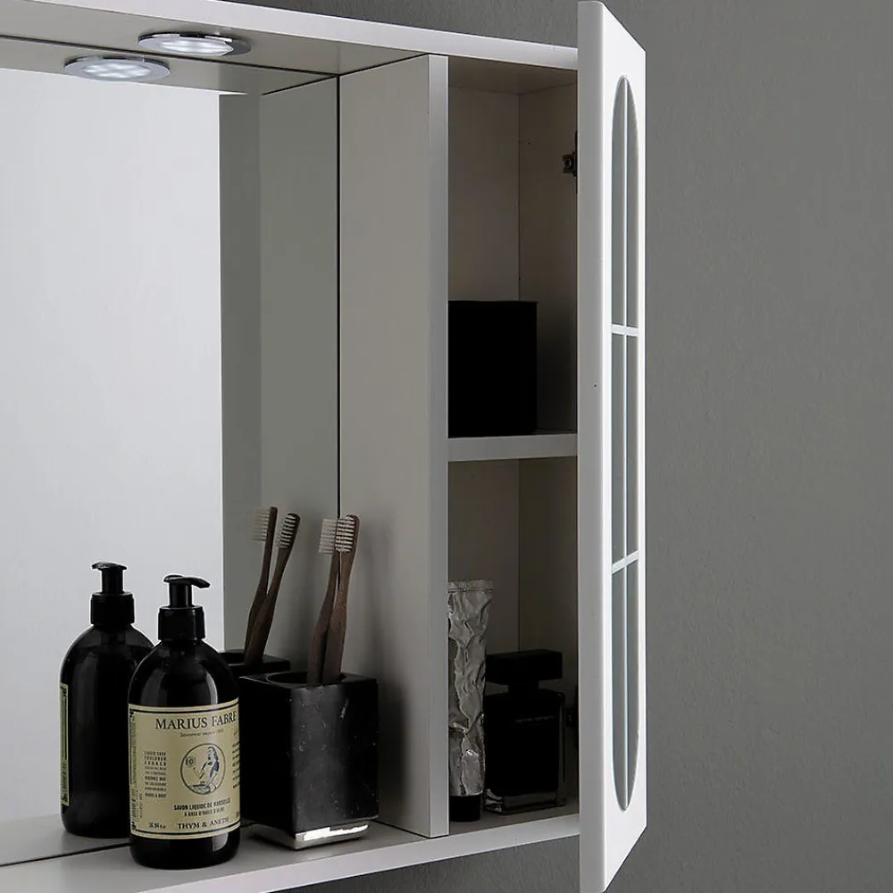 Armoire De Toilette|Kiamami Valentina Miroir De Salle De Bains Inglesina Avec Deux Éléments Muraux Latéraux Et Spots Led Intégrés