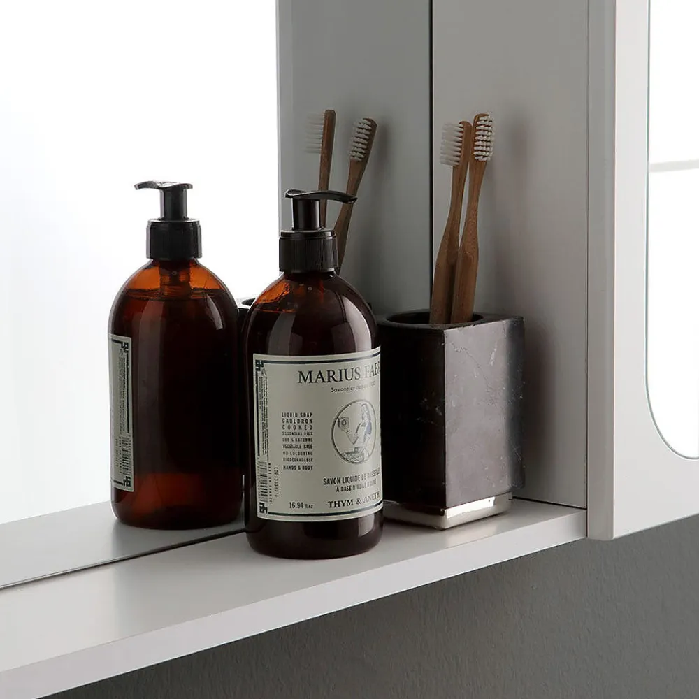 Armoire De Toilette|Kiamami Valentina Miroir De Salle De Bains Inglesina Avec Deux Éléments Muraux Latéraux Et Spots Led Intégrés