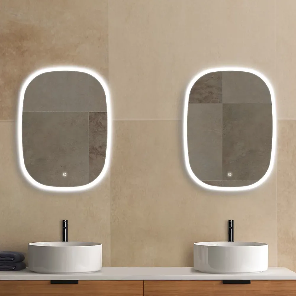 MPGlass Miroir de salle de bains lumineux LED rectangulaire l. 60 x H. 80 cm Bishop 2