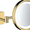 Miroir Grossissant Lumineux|Hansgrohe Miroir de salle de bains lumineux LED grossissant, aspect doré poli,
