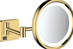 Miroir Grossissant Lumineux|Hansgrohe Miroir de salle de bains lumineux LED grossissant, aspect doré poli,