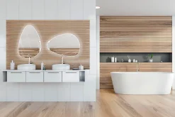 Miroir Lumineux|MPGlass Miroir de salle de bains lumineux LED 55 x 80 cm, argenté, Stone