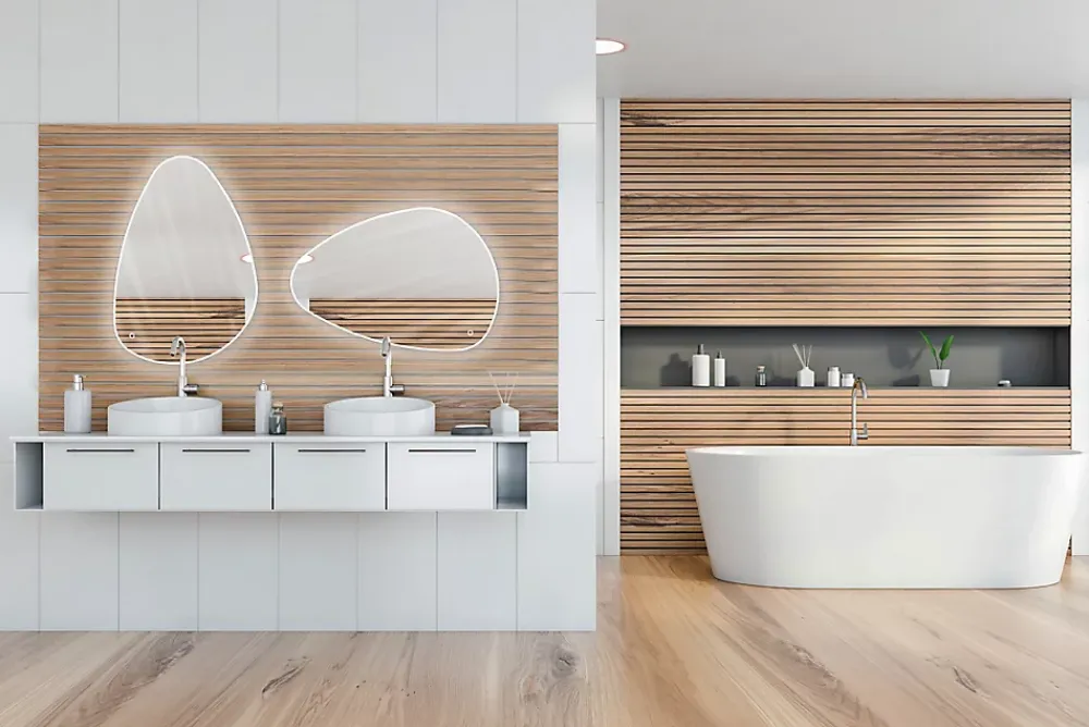 Miroir Lumineux|MPGlass Miroir de salle de bains lumineux LED 55 x 80 cm, argenté, Stone