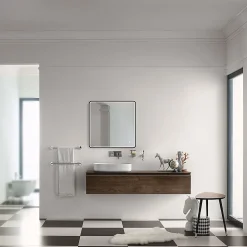 MPGlass Miroir de salle de bains lumineux LED noir 60 x 60 cm, Lyon Chic