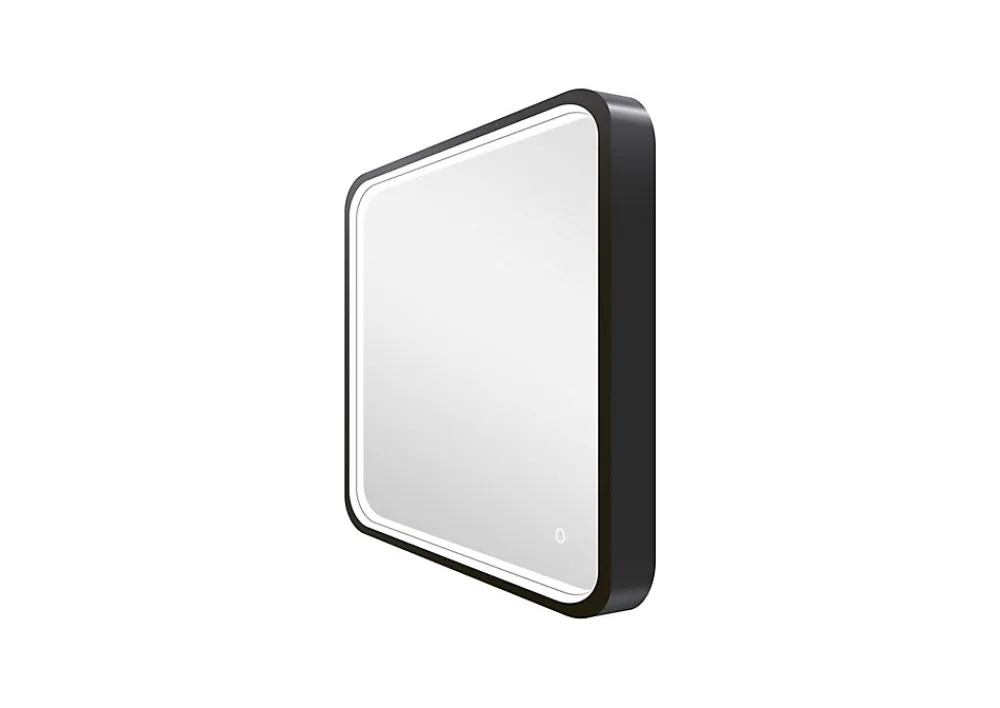 MPGlass Miroir de salle de bains lumineux LED noir 60 x 60 cm, Lyon Chic