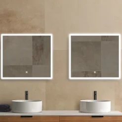 Miroir Lumineux|MPGlass Miroir de salle de bains lumineux LED rectangulaire l. 80 x H. 70 cm Bishop 2