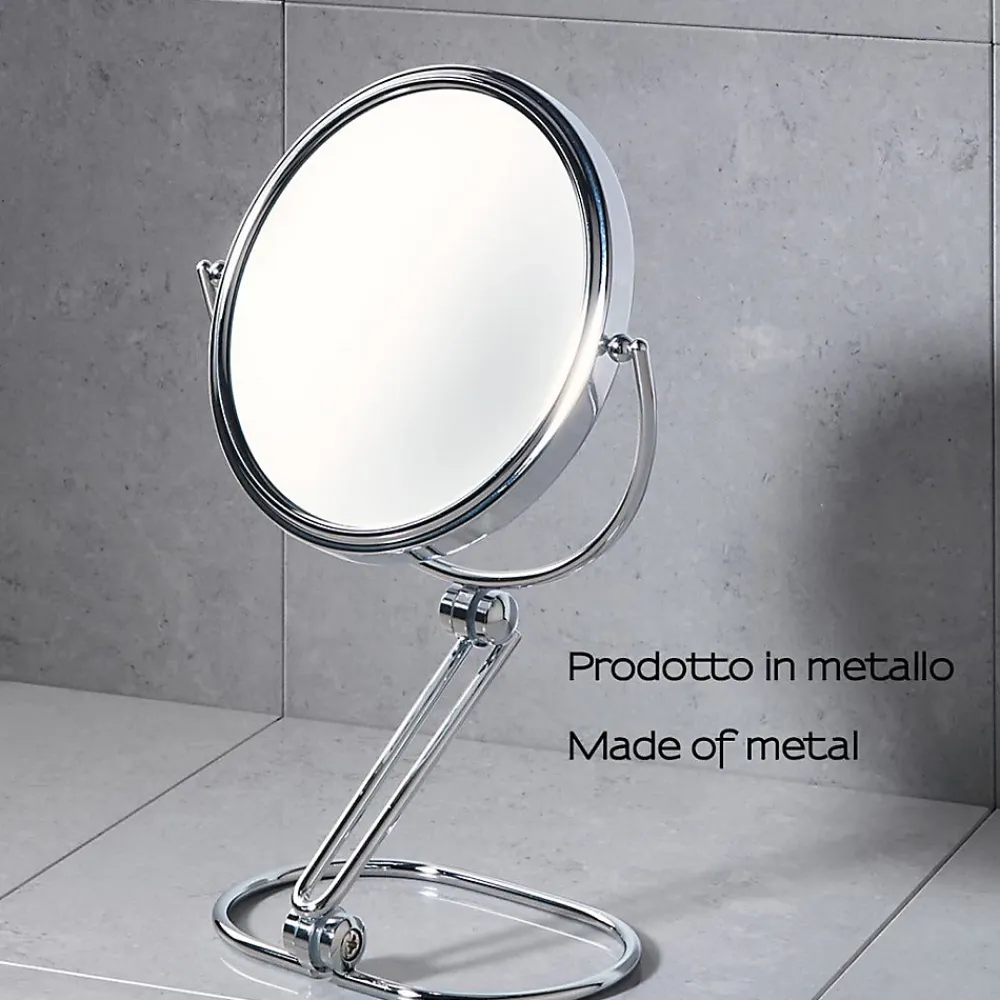 Kiamami Valentina Miroir De Table Double Face Grossissant 5X En Métal Chromé