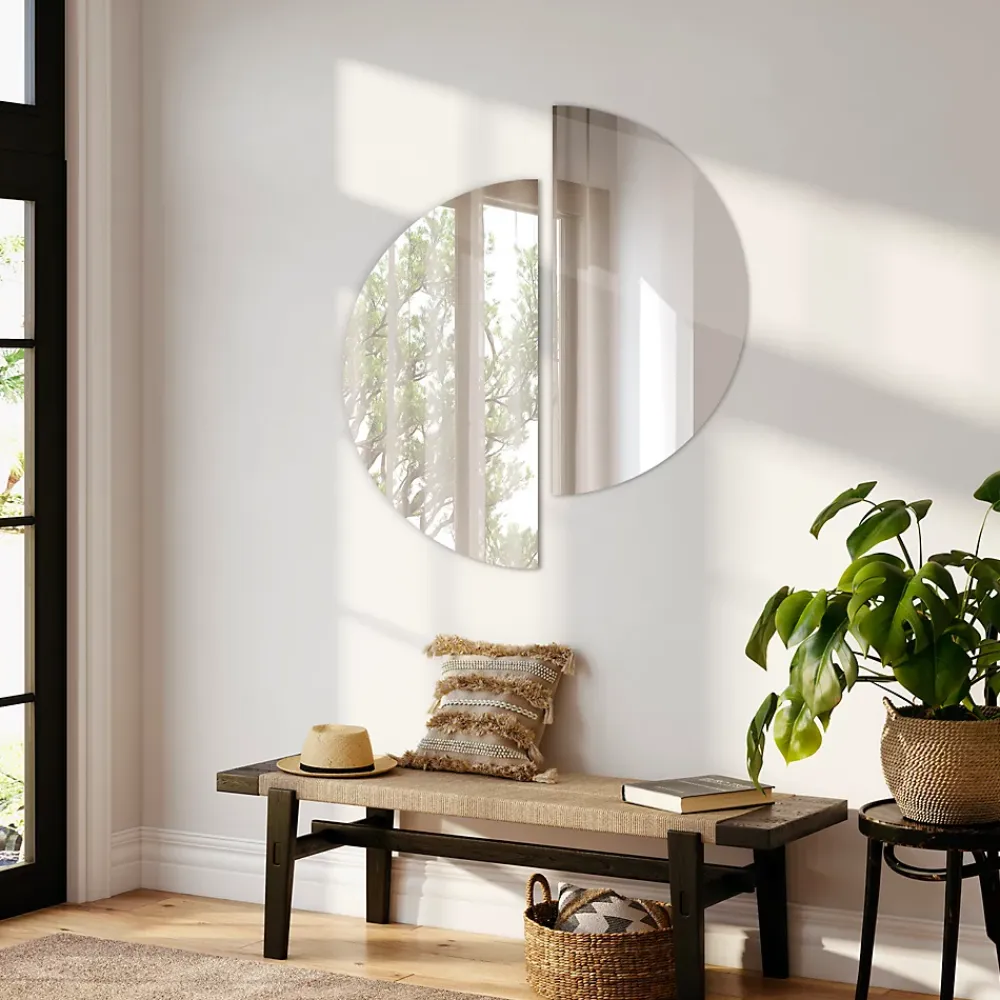 Tulup Miroir demi-rond minimaliste 35 x 70 cm pour salle de bain 1 pièce