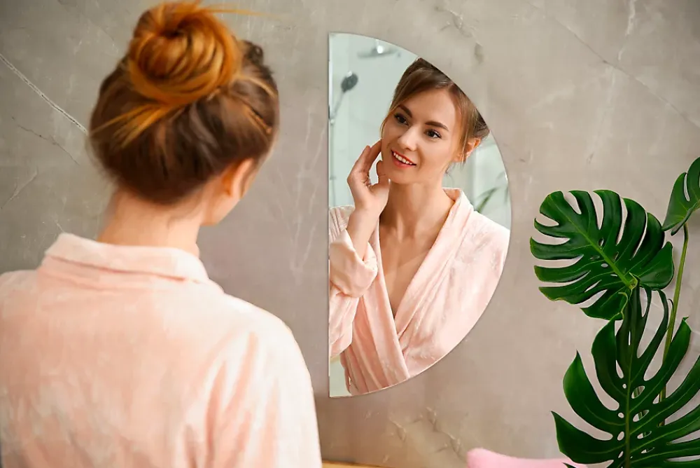 Tulup Miroir demi-rond pour maquillage 40 x 80 cm pour salle de bain 1 pièce