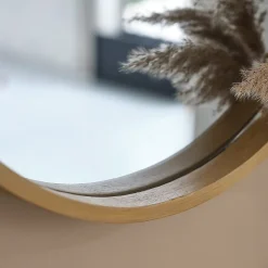 Berah Getah Miroir en chêne massif rond 50 cm