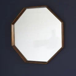 Berah Getah Miroir en mindi massif finition noyer octogonal