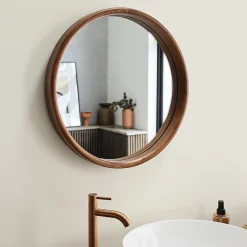 Berah Getah Miroir en mindi massif finition noyer 50 cm
