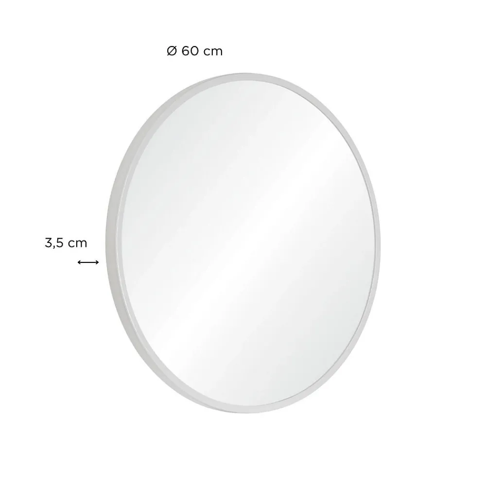 Miroir Simple|Mob-In Miroir en métal rond D60cm EMA Blanc